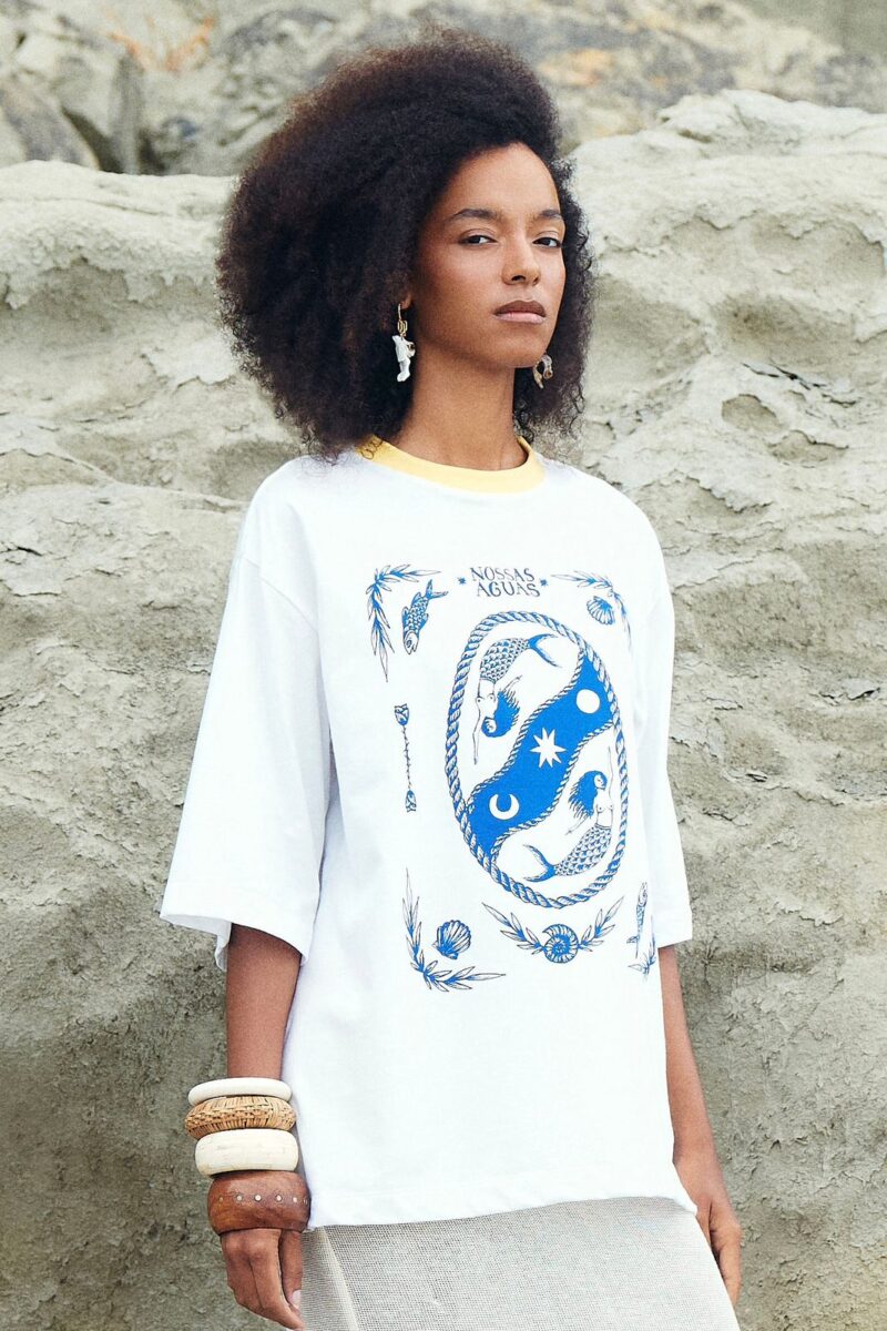 t-shirt Nossas Águas - gola amarelo